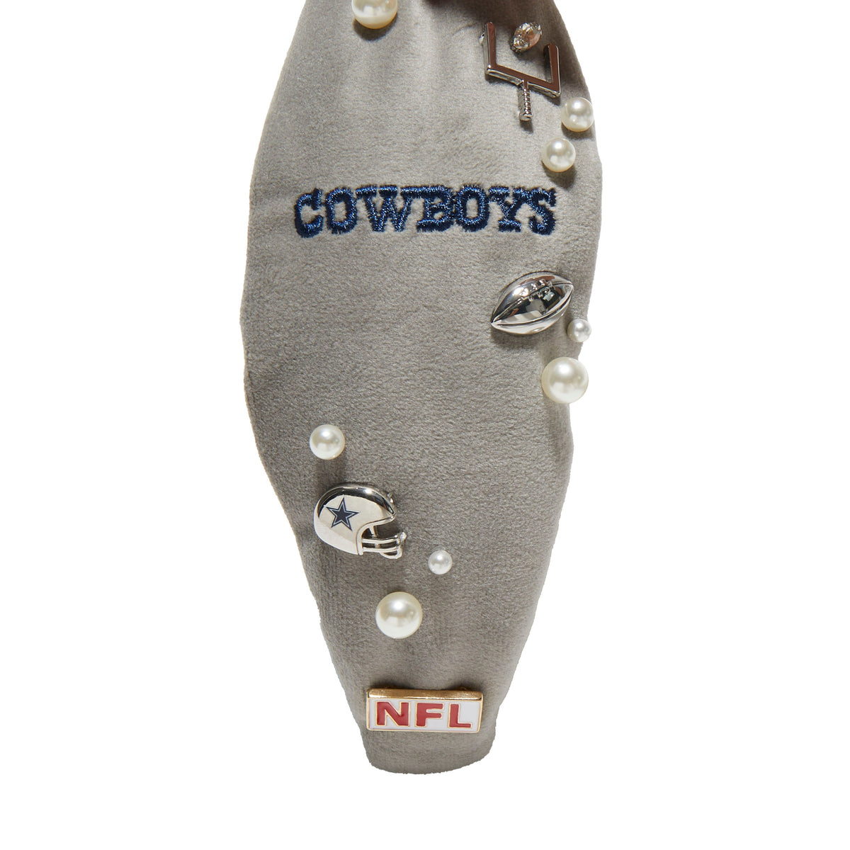 Lele Sadoughi HEADBANDS DALLAS COWBOYS LELE X NFL GREY EMBELLISHED KNOTTED HEADBAND