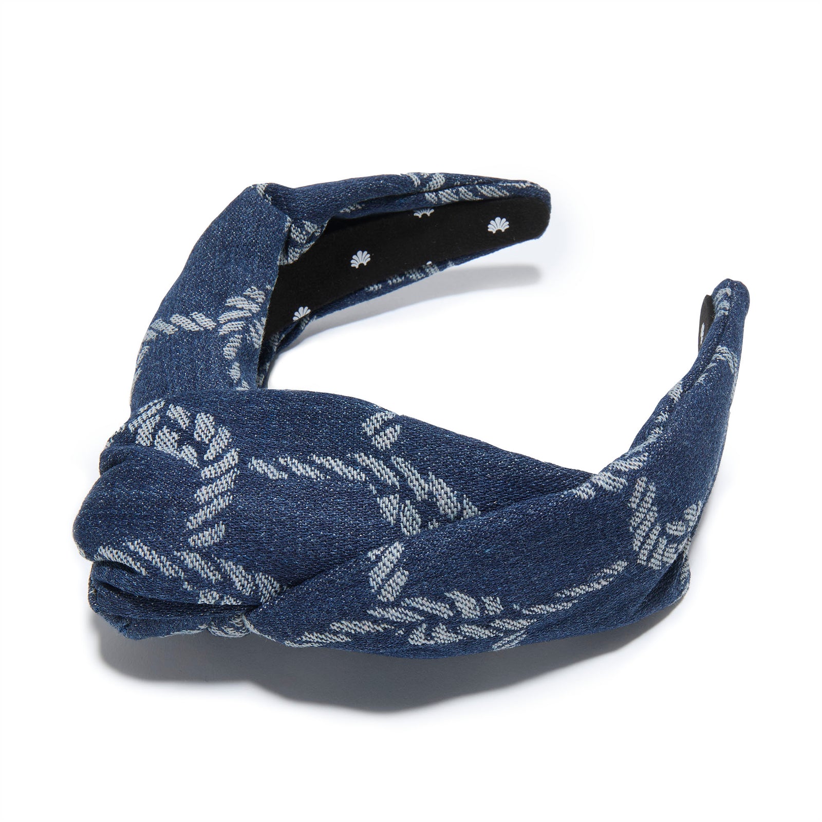 Lele Sadoughi HEADBANDS DARK WASH  GRETA NAUTICAL ROPE DENIM HEADBAND
