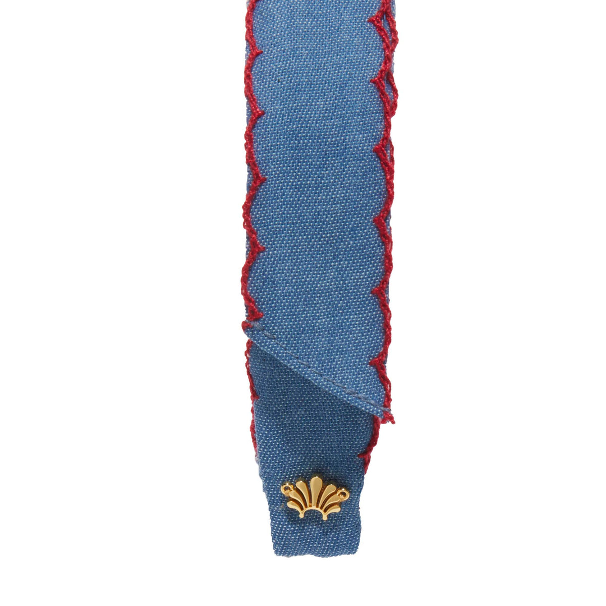 LELE SADOUGHI HEADBANDS DENIM BARDOT RED SCALLOPED EDGE HEADBAND