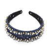 Lele Sadoughi HEADBANDS DENIM DOBBY CHER PEARL SPRINKLE HEADBAND