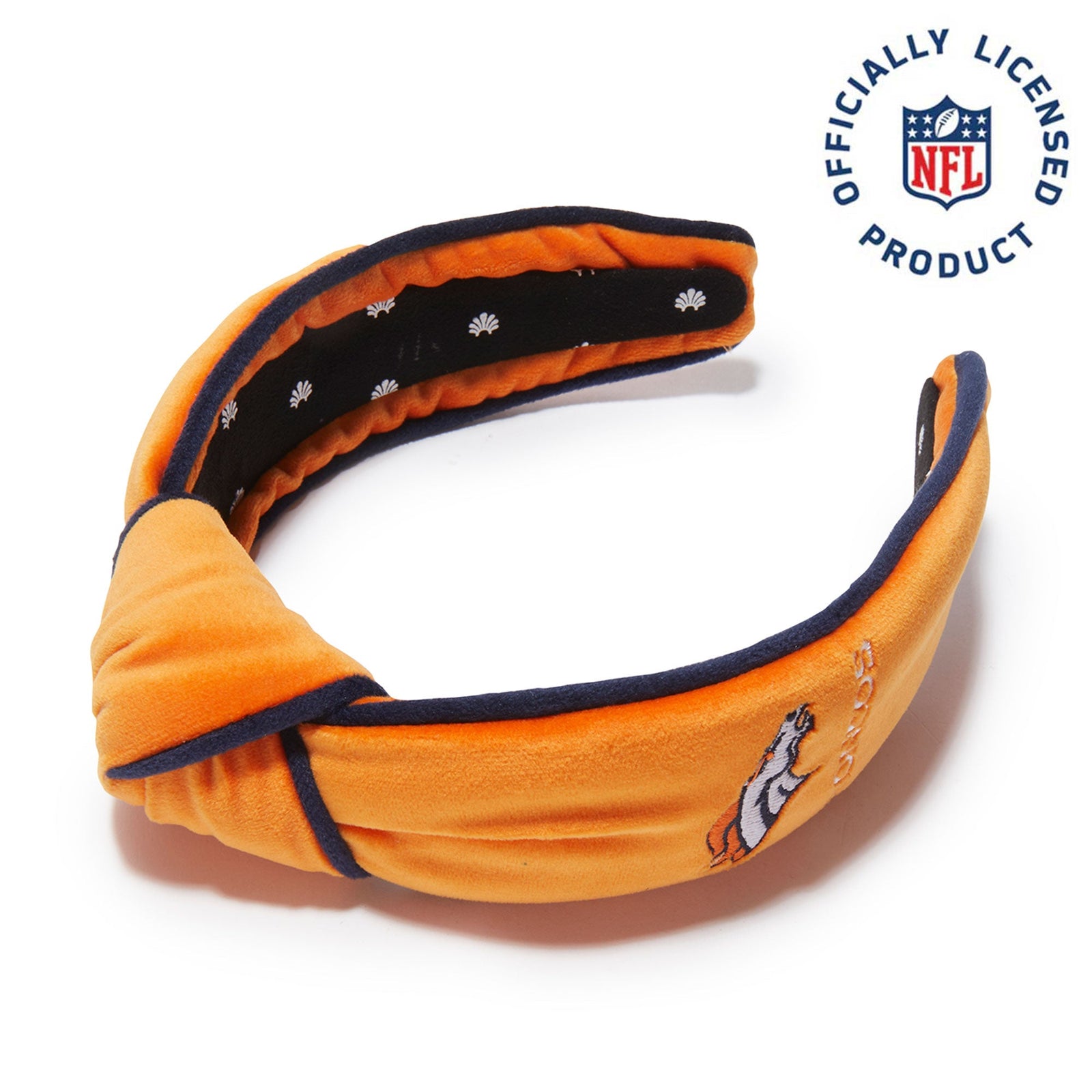 Lele Sadoughi HEADBANDS DENVER BRONCOS LELE X NFL ORANGE EMBROIDERED KNOTTED HEADBAND