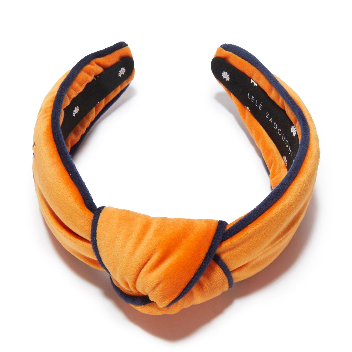 Lele Sadoughi HEADBANDS DENVER BRONCOS LELE X NFL ORANGE EMBROIDERED KNOTTED HEADBAND