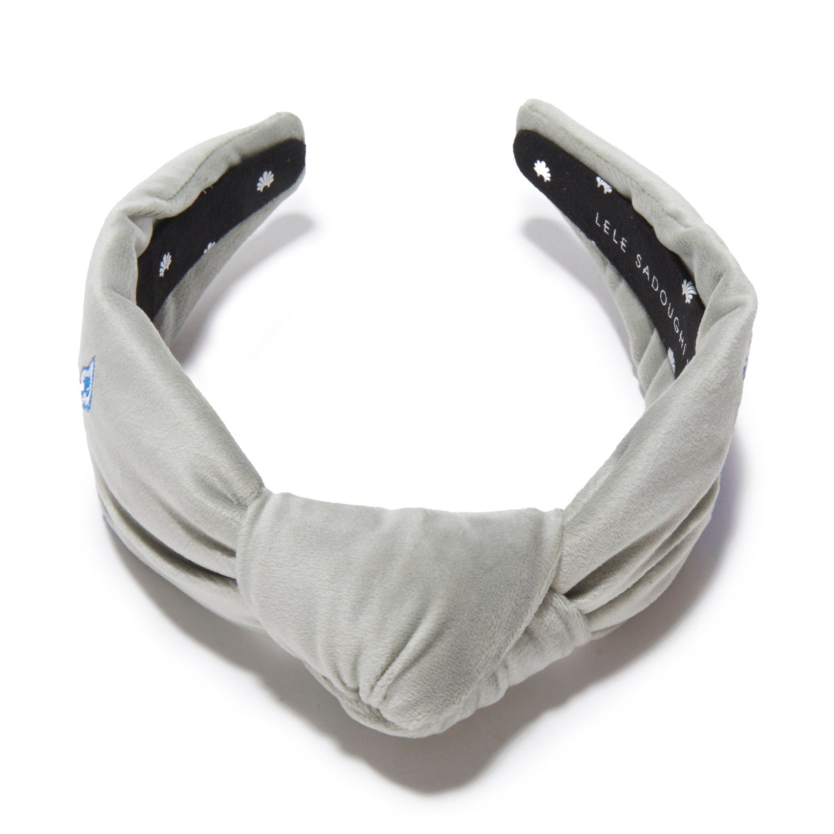 Lele Sadoughi HEADBANDS DETROIT LIONS LELE X NFL GRAY EMBROIDERED KNOTTED HEADBAND