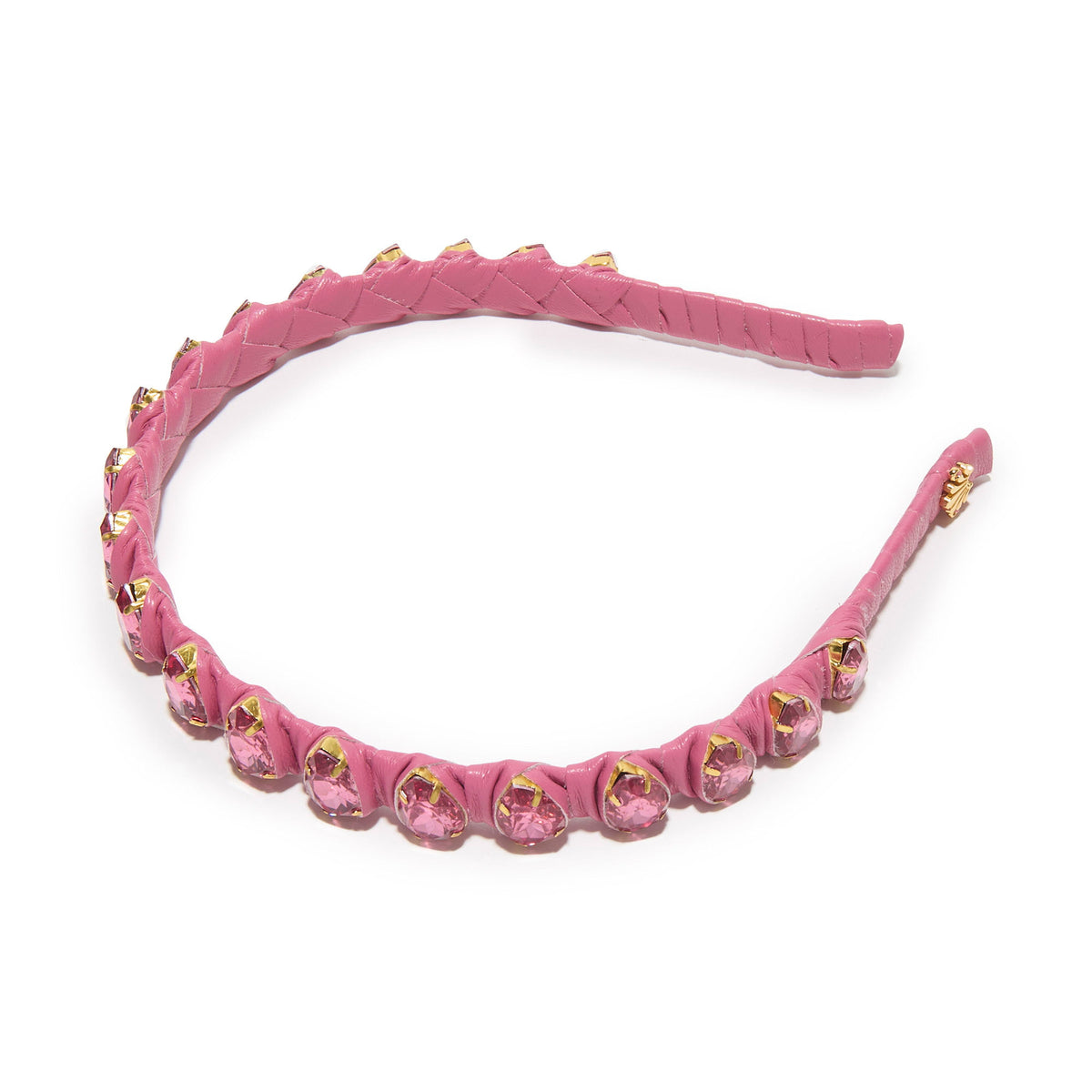 Lele Sadoughi HEADBANDS DUSTY ROSE CRYSTAL FAUX LEATHER STRAND HEADBAND