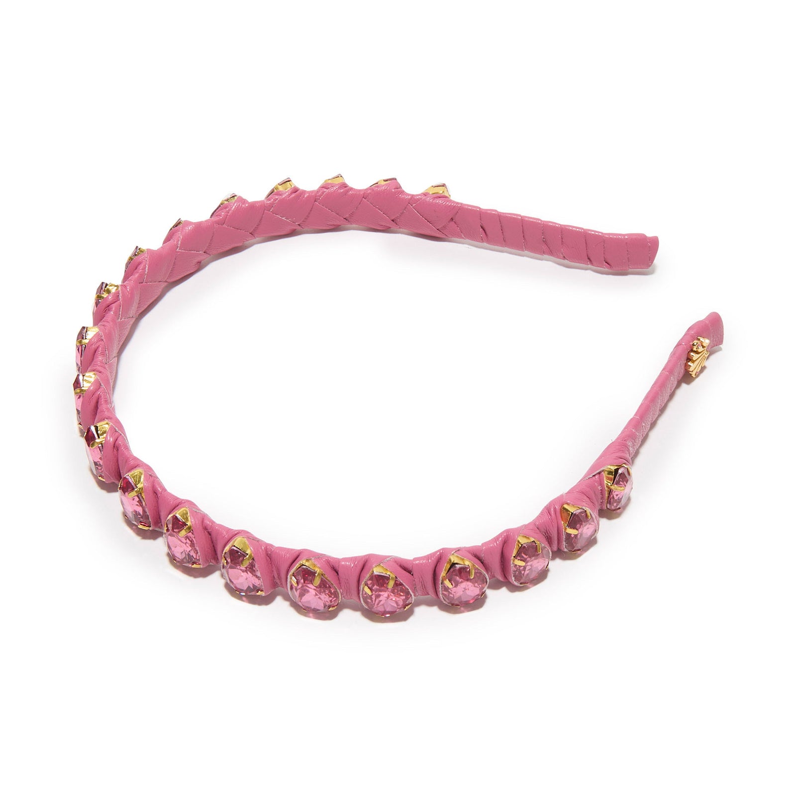 Lele Sadoughi HEADBANDS DUSTY ROSE CRYSTAL FAUX LEATHER STRAND HEADBAND