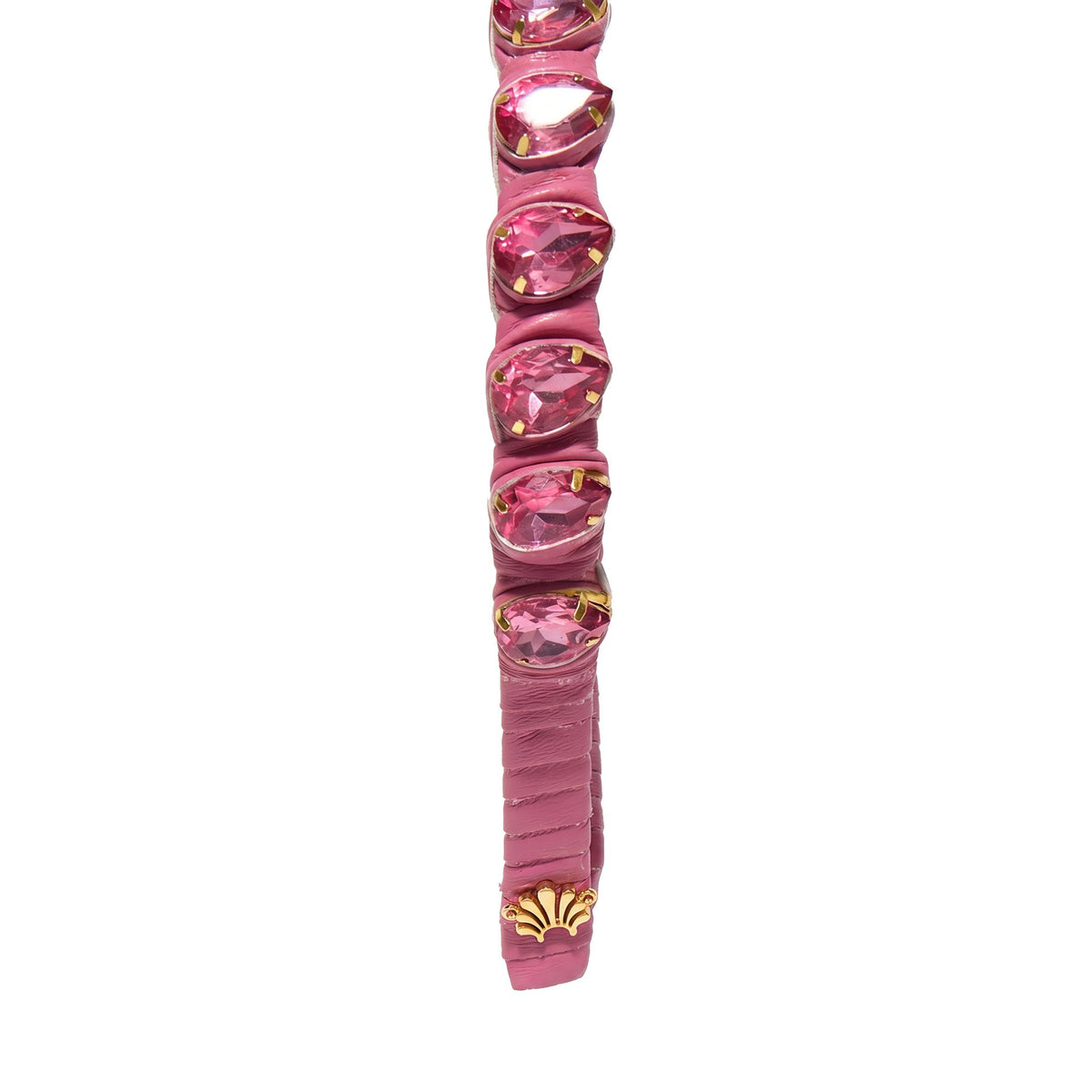 Lele Sadoughi HEADBANDS DUSTY ROSE CRYSTAL FAUX LEATHER STRAND HEADBAND