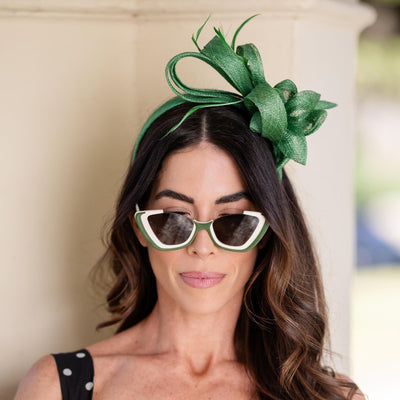 Lele Sadoughi HEADBANDS EMERALD HOLLY SINAMAY HEADBAND