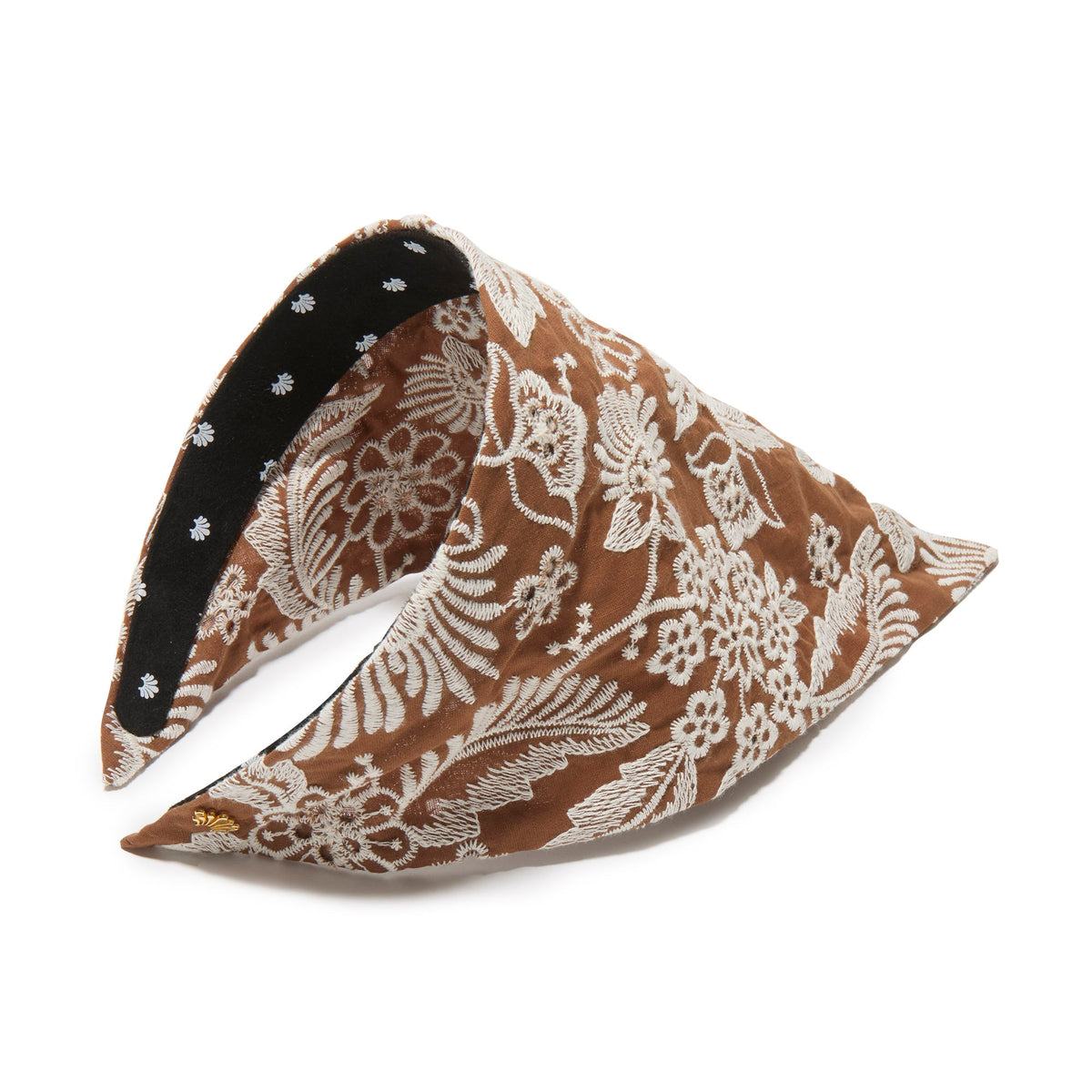 Lele Sadoughi HEADBANDS ESPRESSO GARDEN JACKIE EMBROIDERED EYELET HANDKERCHIEF HEADBAND