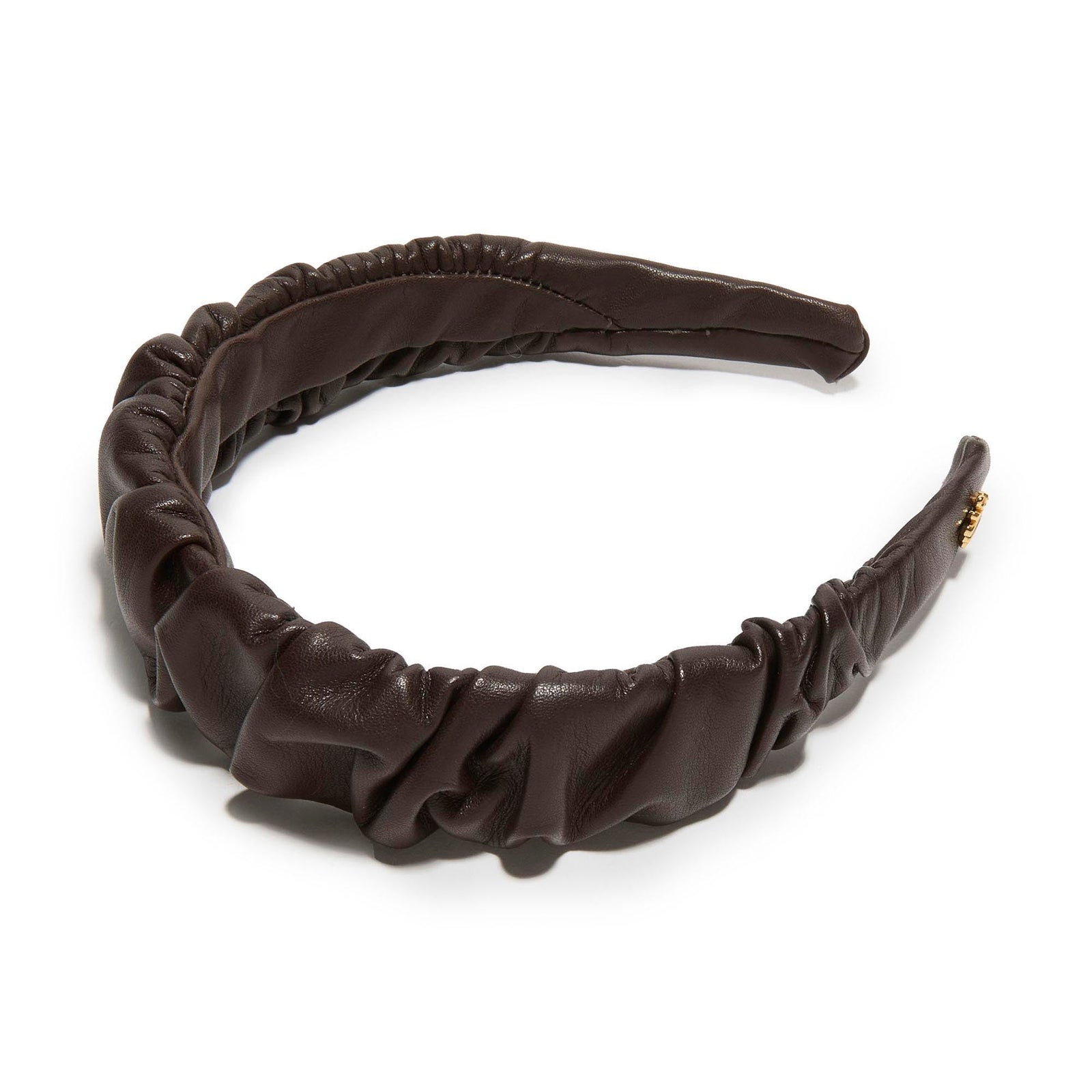 Lele Sadoughi HEADBANDS ESPRESSO KELLY LEATHER HEADBAND
