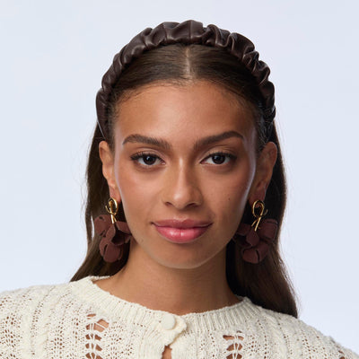 Lele Sadoughi HEADBANDS ESPRESSO KELLY LEATHER HEADBAND