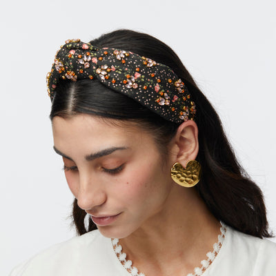 LELE SADOUGHI HEADBANDS EVIE STRIPE KNOTTED LIBERTY FLORAL EMBELLISHED HEADBAND