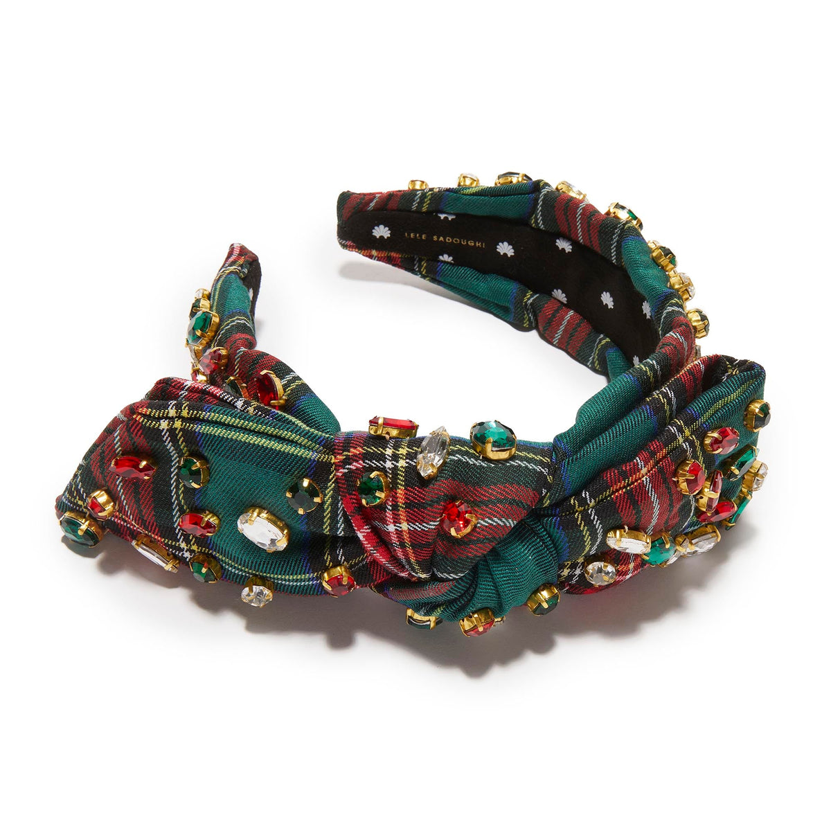 Lele Sadoughi HEADBANDS FESTIVE PLAID HOLLY GLITTERING CRYSTAL HEADBAND