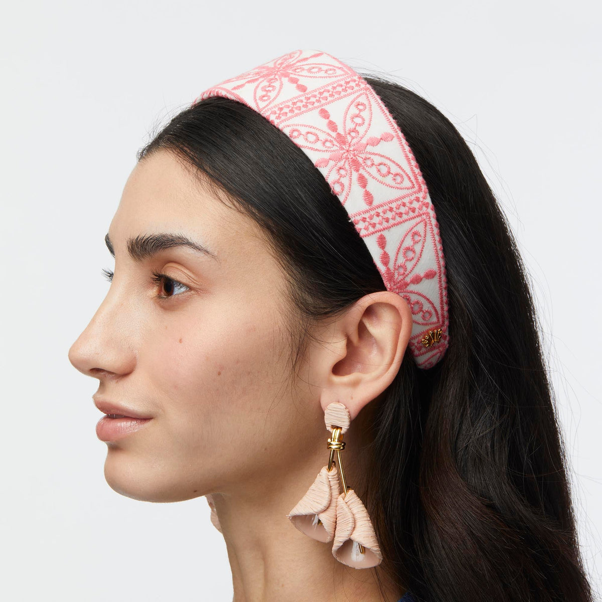LELE SADOUGHI HEADBANDS FLAMINGO BRIGITTE FLORAL EYELET HEADBAND