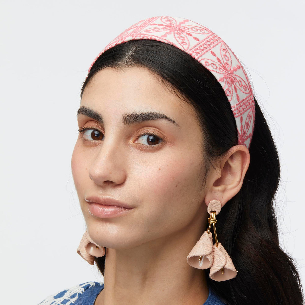 LELE SADOUGHI HEADBANDS FLAMINGO BRIGITTE FLORAL EYELET HEADBAND
