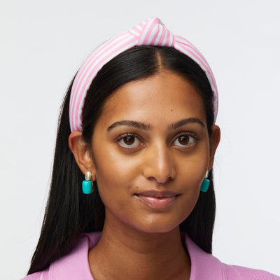 LELE SADOUGHI HEADBANDS FLAMINGO SLIM KNOTTED SEERSUCKER HEADBAND