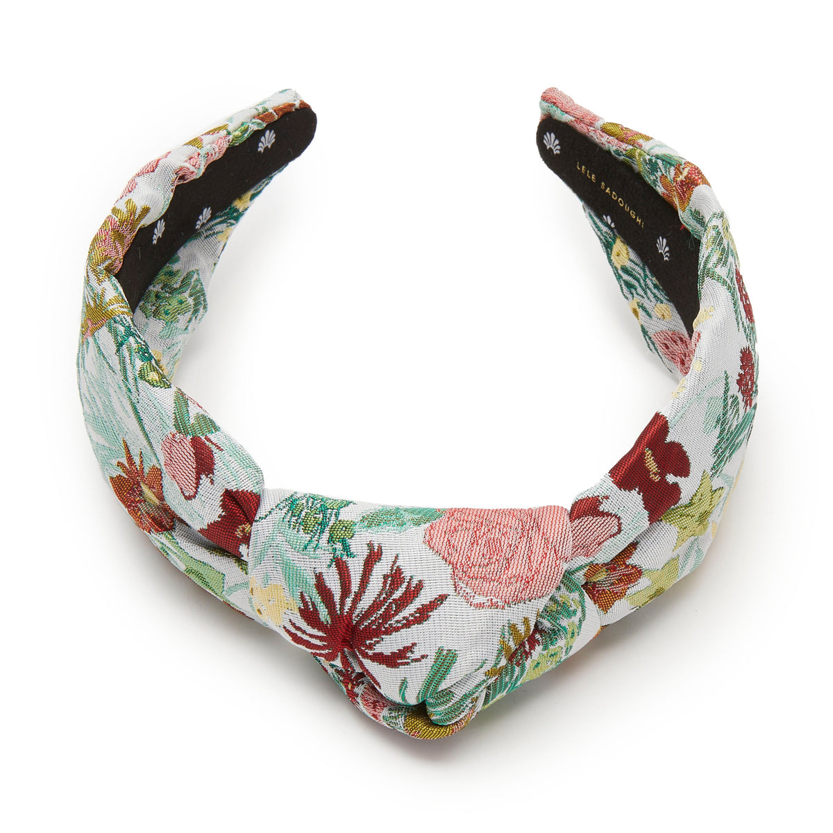 Lele Sadoughi HEADBANDS FLORAL MINT KNOTTED FLORAL BROCADE HEADBAND