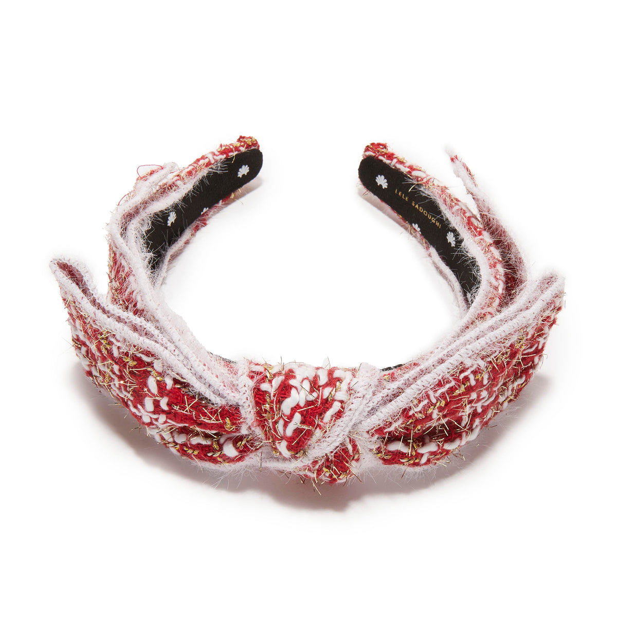 Lele Sadoughi HEADBANDS FROSTED RED SHIRLEY SLIM TWEED HEADBAND