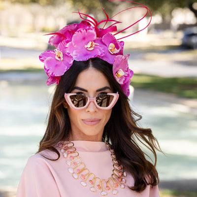 Lele Sadoughi HEADBANDS FUCHSIA ORCHID CROWN FASCINATOR