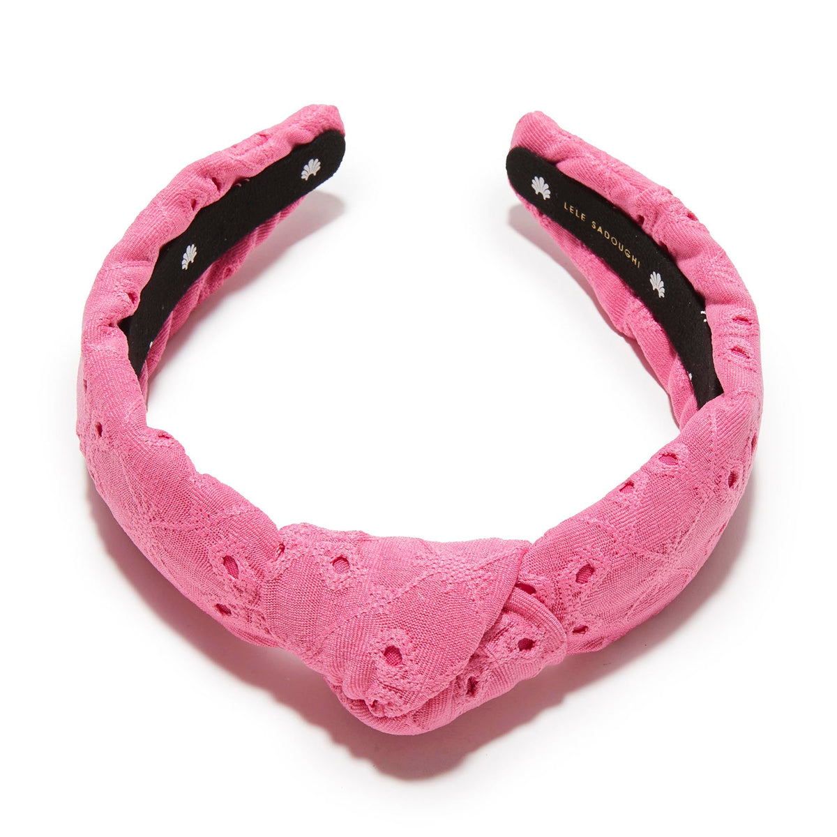LELE SADOUGHI HEADBANDS FUSCHIA SLIM KNOTTED EYELET HEADBAND