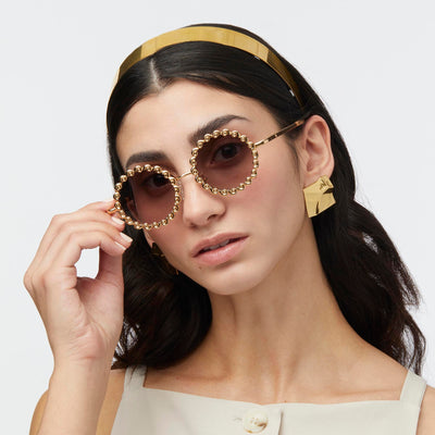 LELE SADOUGHI SUNGLASSES GOLD FOSSIL SUNGLASSES