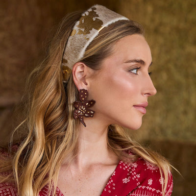 Lele Sadoughi HEADBANDS GOLDEN BRIGITTE GENUINE COWHIDE HEADBAND