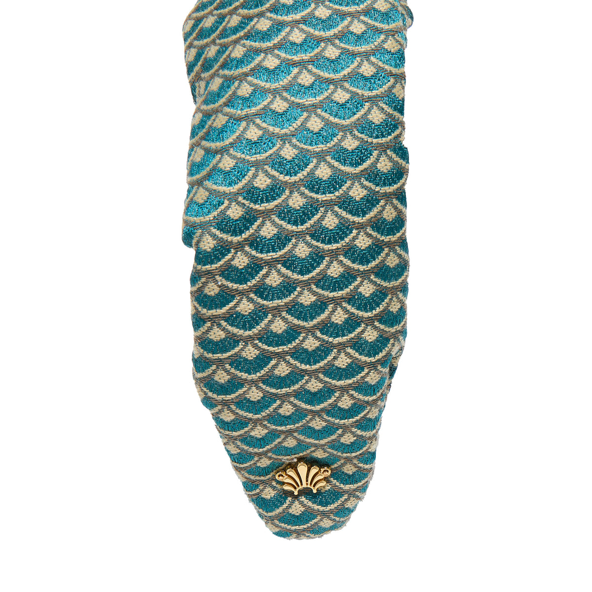 Lele Sadoughi HEADBANDS GOLDEN TURQUOISE MARLENE SCALE BROCADE HEADBAND