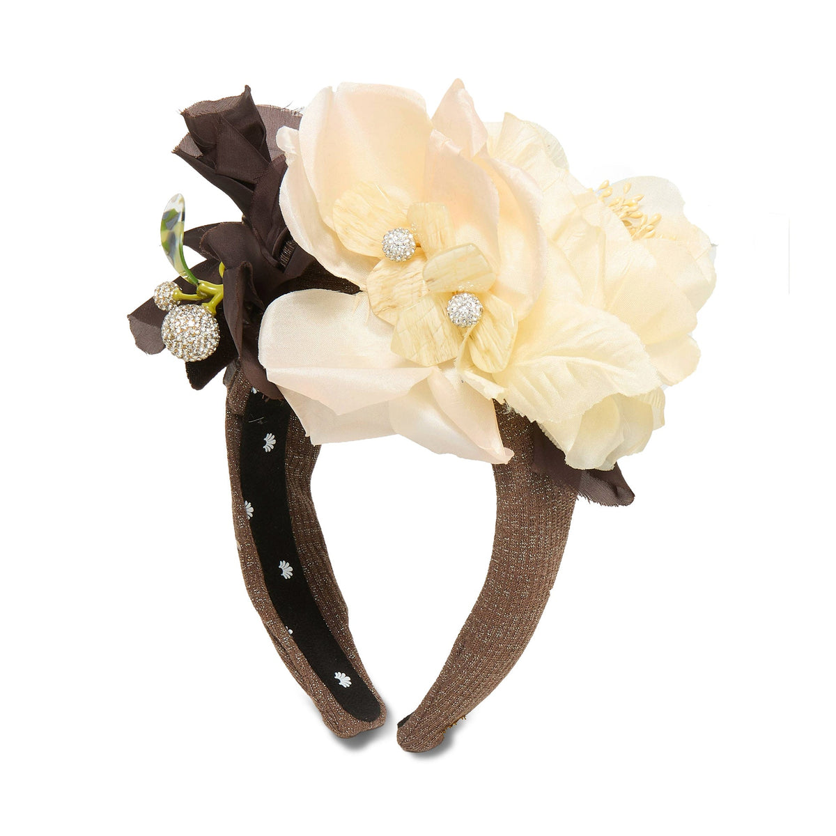 Lele Sadoughi HEADBANDS HAZELNUT FLORAL PAVE ROSETTE HEADBAND