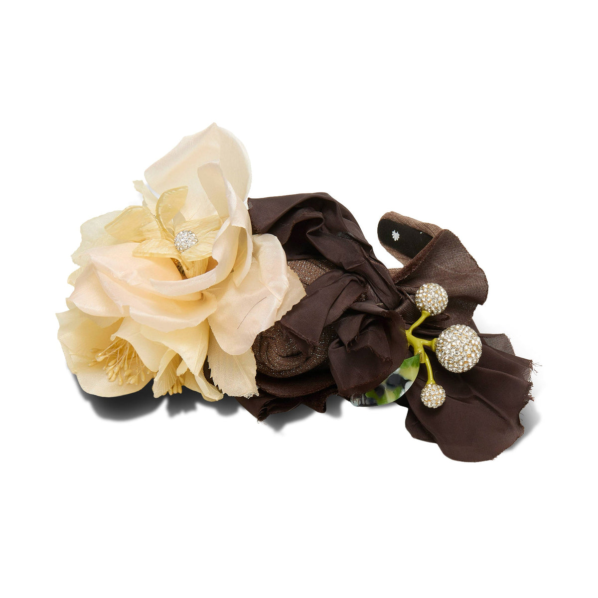 Lele Sadoughi HEADBANDS HAZELNUT FLORAL PAVE ROSETTE HEADBAND
