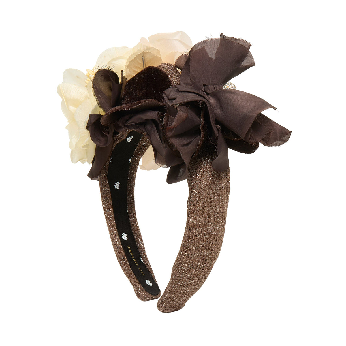 Lele Sadoughi HEADBANDS HAZELNUT FLORAL PAVE ROSETTE HEADBAND