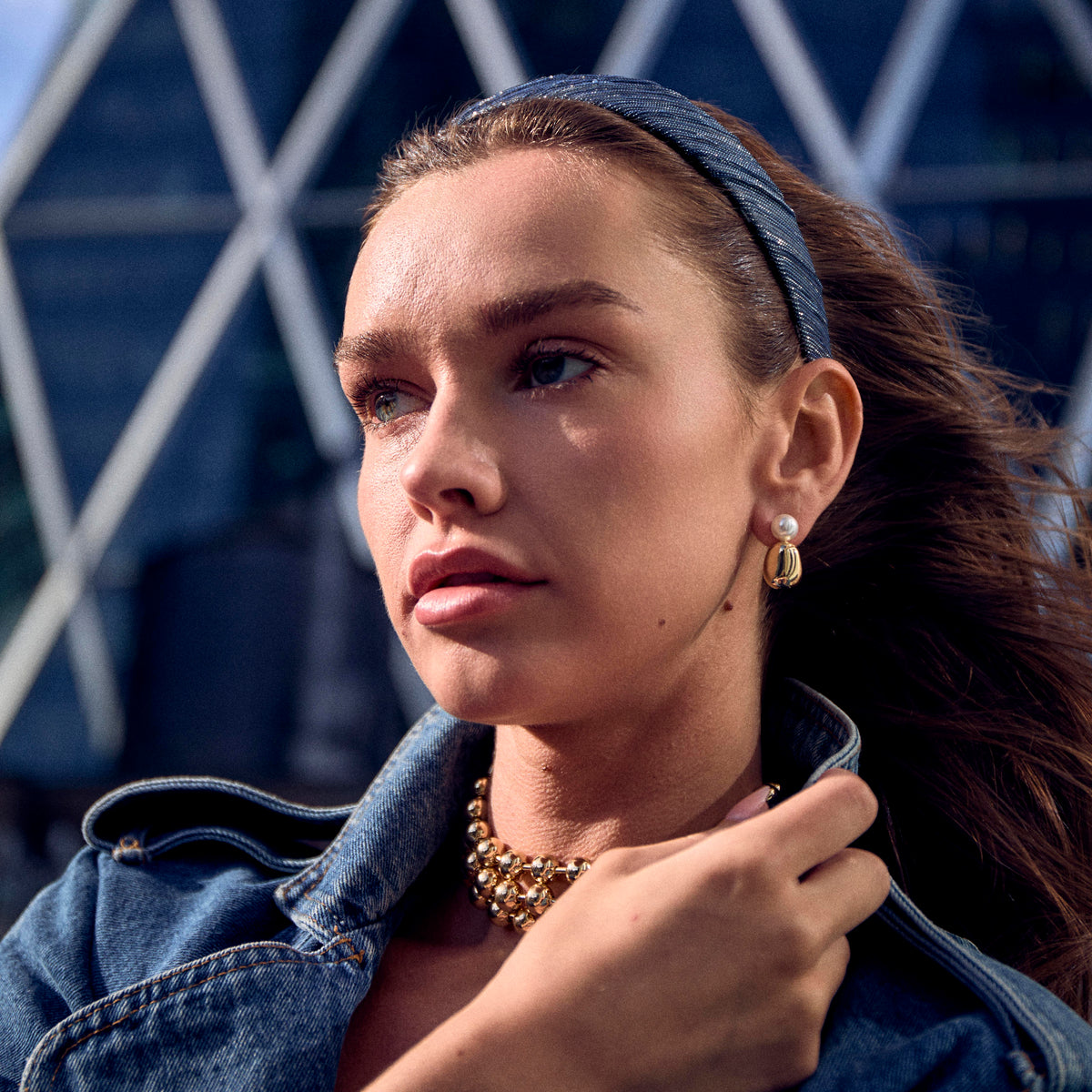 Lele Sadoughi HEADBANDS IMPERIAL BLUE BESSETTE GALAXY HEADBAND