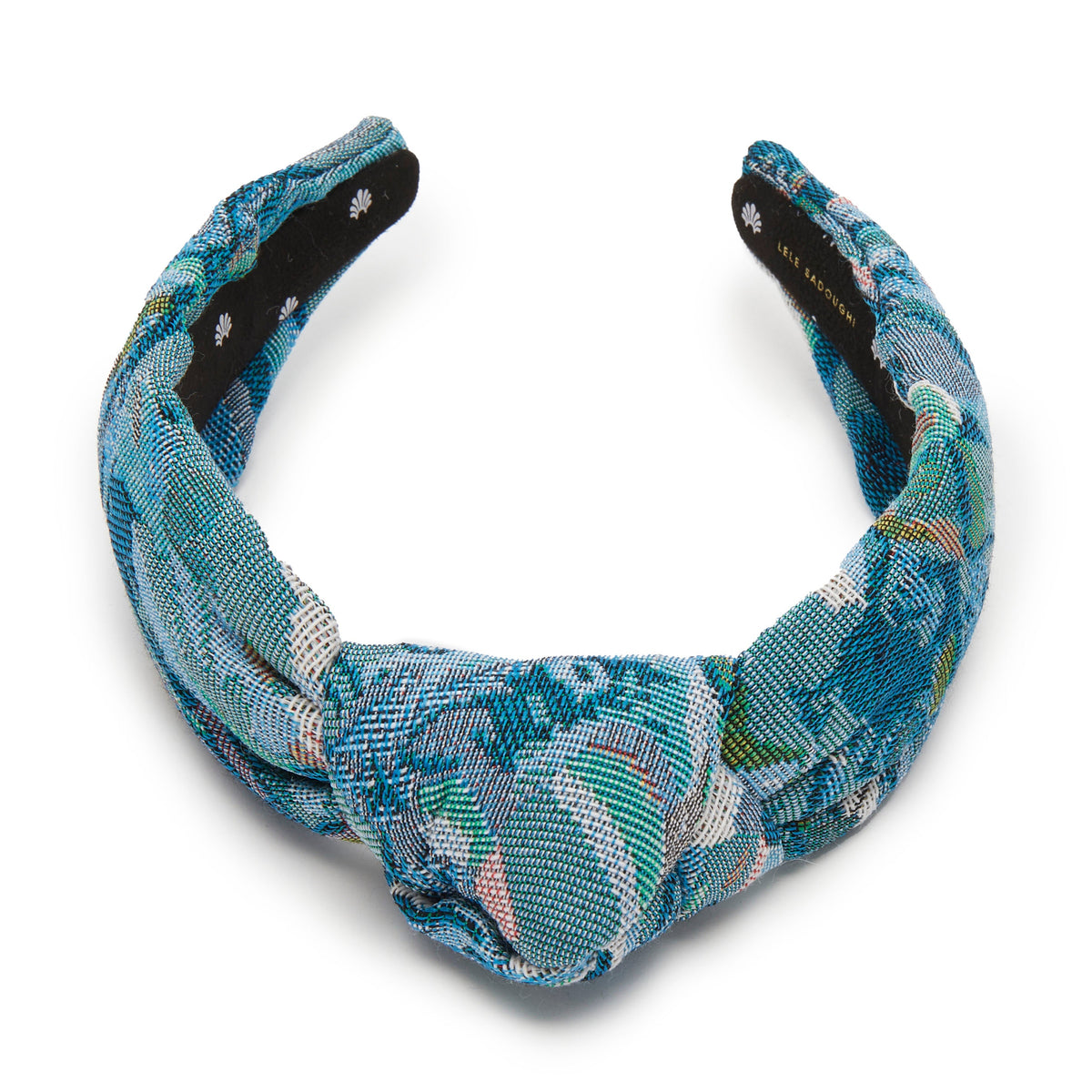 Lele Sadoughi HEADBANDS IMPERIAL BLUE KNOTTED FLORAL JACQUARD HEADBAND