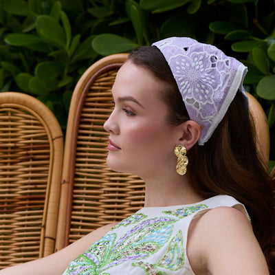 Lele Sadoughi HEADBANDS IRIS JACKIE FLORAL EYELET HANKERCHIEF HEADBAND