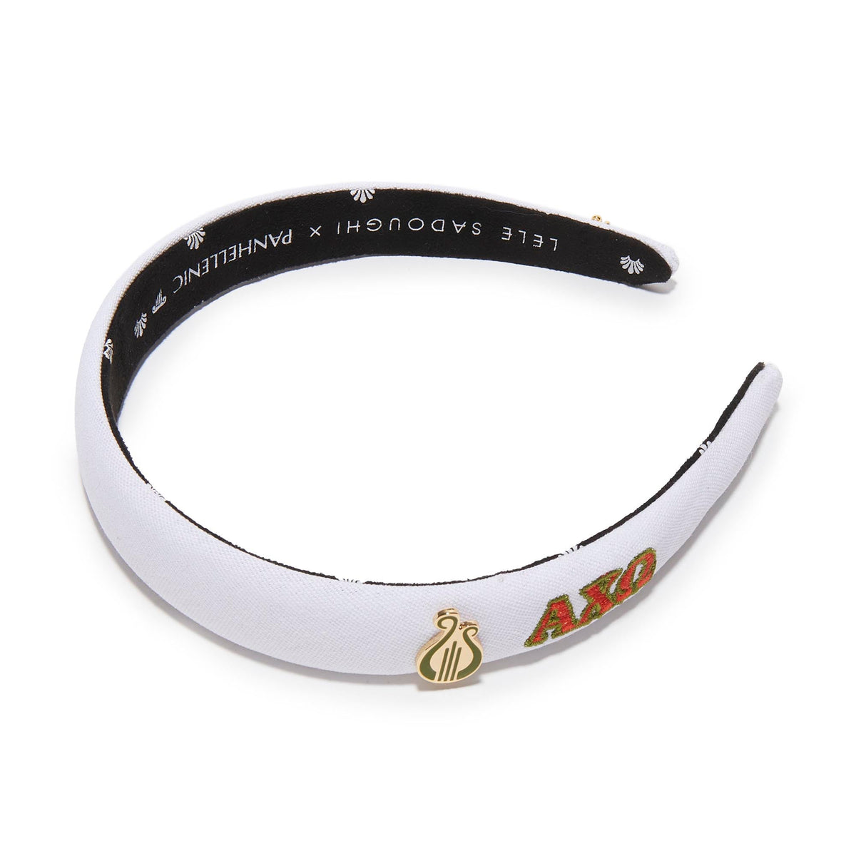 LELE SADOUGHI HEADBANDS IVORY ALPHA CHI OMEGA CHARLOTTE HEADBAND