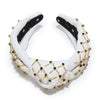 Lele Sadoughi HEADBANDS IVORY GOLD KNOTTED LATTICE HEADBAND