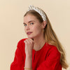Lele Sadoughi HEADBANDS IVORY GOLD KNOTTED LATTICE HEADBAND