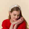 Lele Sadoughi HEADBANDS IVORY GOLD KNOTTED LATTICE HEADBAND