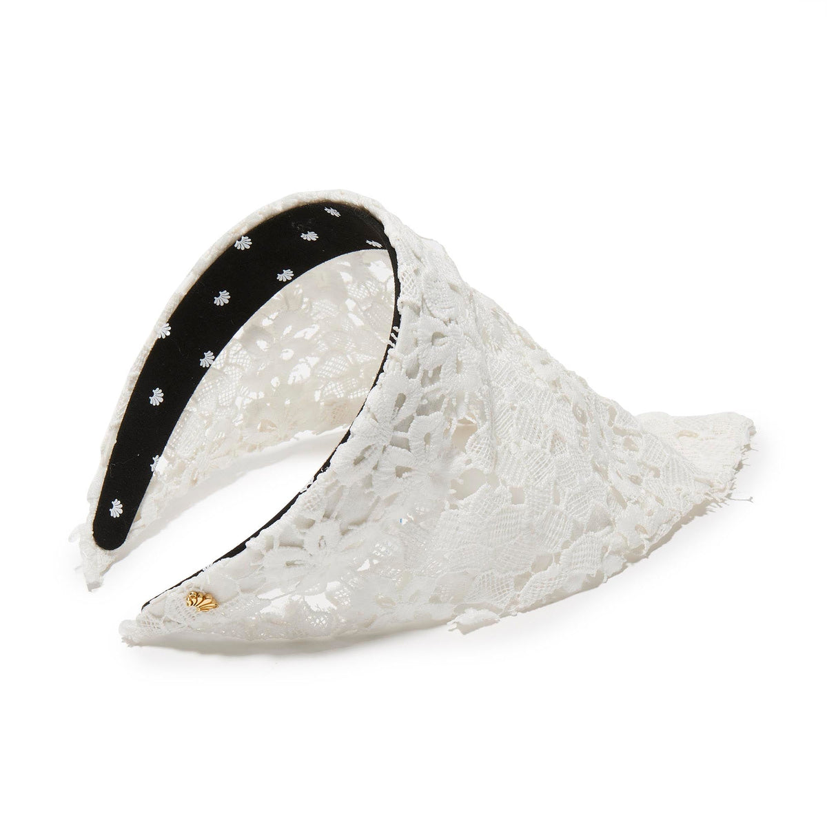 Lele Sadoughi HEADBANDS IVORY JACKIE FLORAL LACE HANKERCHIEF HEADBAND