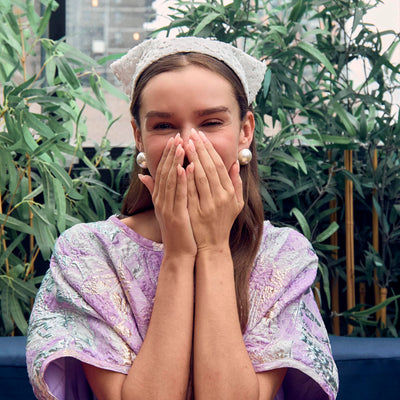 Lele Sadoughi HEADBANDS IVORY JACKIE FLORAL LACE HANKERCHIEF HEADBAND