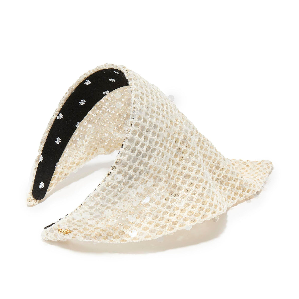 Lele Sadoughi HEADBANDS IVORY JACKIE SEQUIN CROCHET HANDKERCHIEF HEADBAND