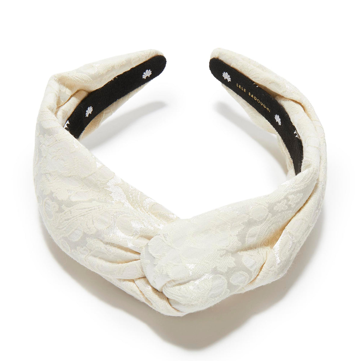 Lele Sadoughi HEADBANDS IVORY MARLENE DAMASK BROCADE HEADBAND