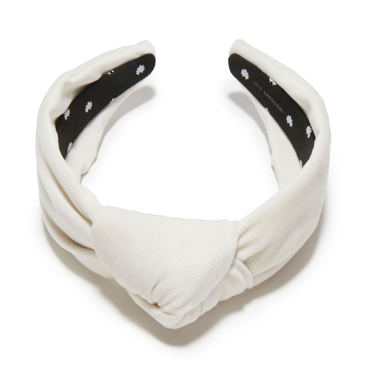 Lele Sadoughi HEADBANDS IVORY VELVET KNOTTED HEADBAND