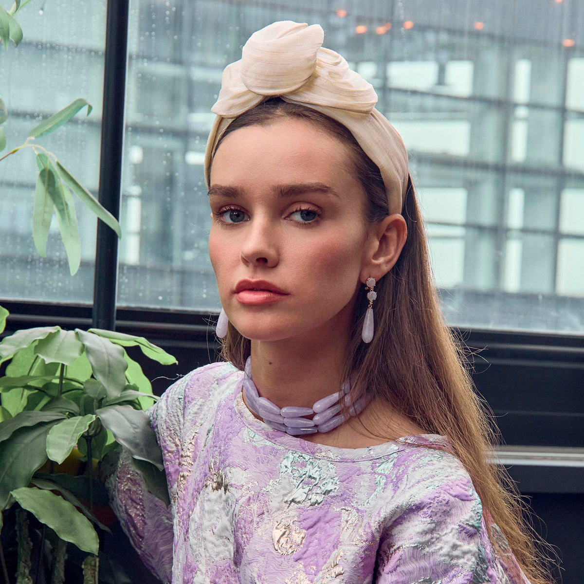 Lele Sadoughi HEADBANDS IVORY ZAHA SILK HEADBAND