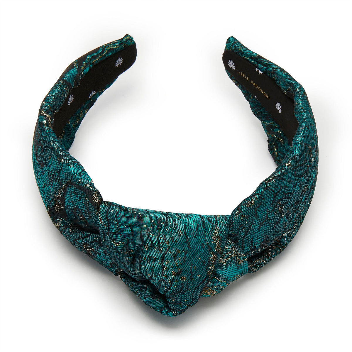 Lele Sadoughi HEADBANDS JADE KNOTTED SILK BROCADE HEADBAND