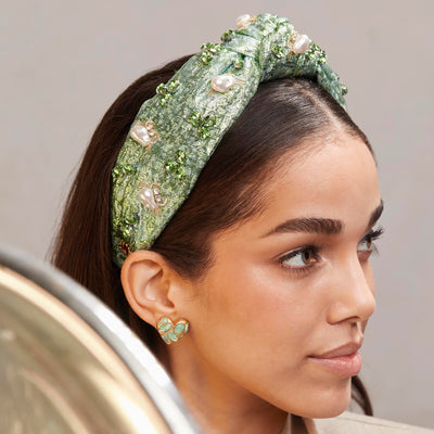 Lele Sadoughi EARRINGS JADE CRYSTAL MOLTEN HEART BUTTON EARRINGS