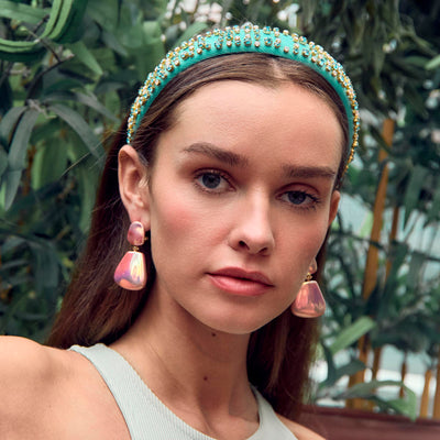 Lele Sadoughi HEADBANDS ONE SIZE JADE TURQUOISE CHARLOTTE CRYSTAL SPRINKLE HEADBAND