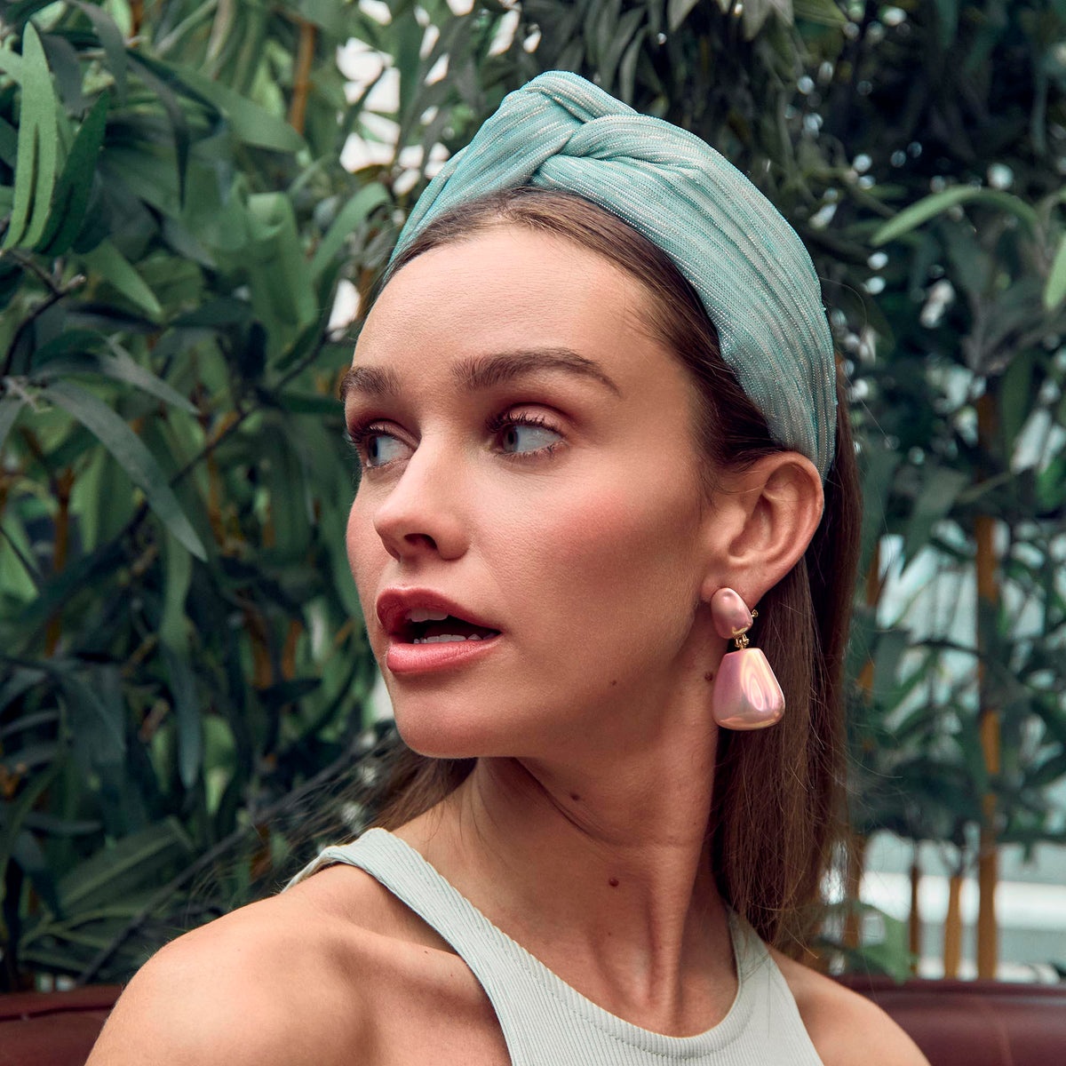 Lele Sadoughi HEADBANDS JADE TURQUOISE GRETA SHIMMER HEADBAND