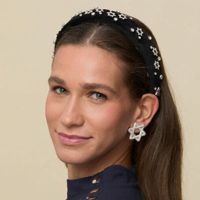 Lele Sadoughi HEADBANDS JET ALICE STAR OF DAVID EMBELLISHED HEADBAND