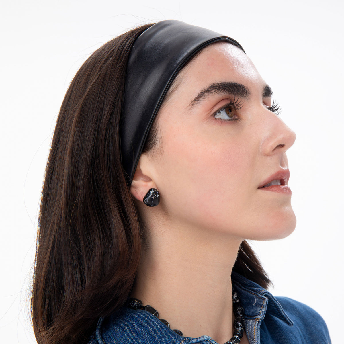 Lele Sadoughi HEADBANDS JET AUDREY FAUX LEATHER HEADBAND