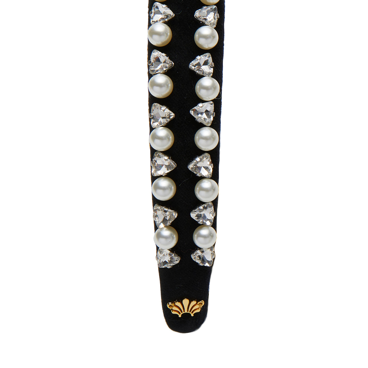 Lele Sadoughi HEADBANDS JET CHARLOTTE GEO CRYSTAL PEARL HEADBAND