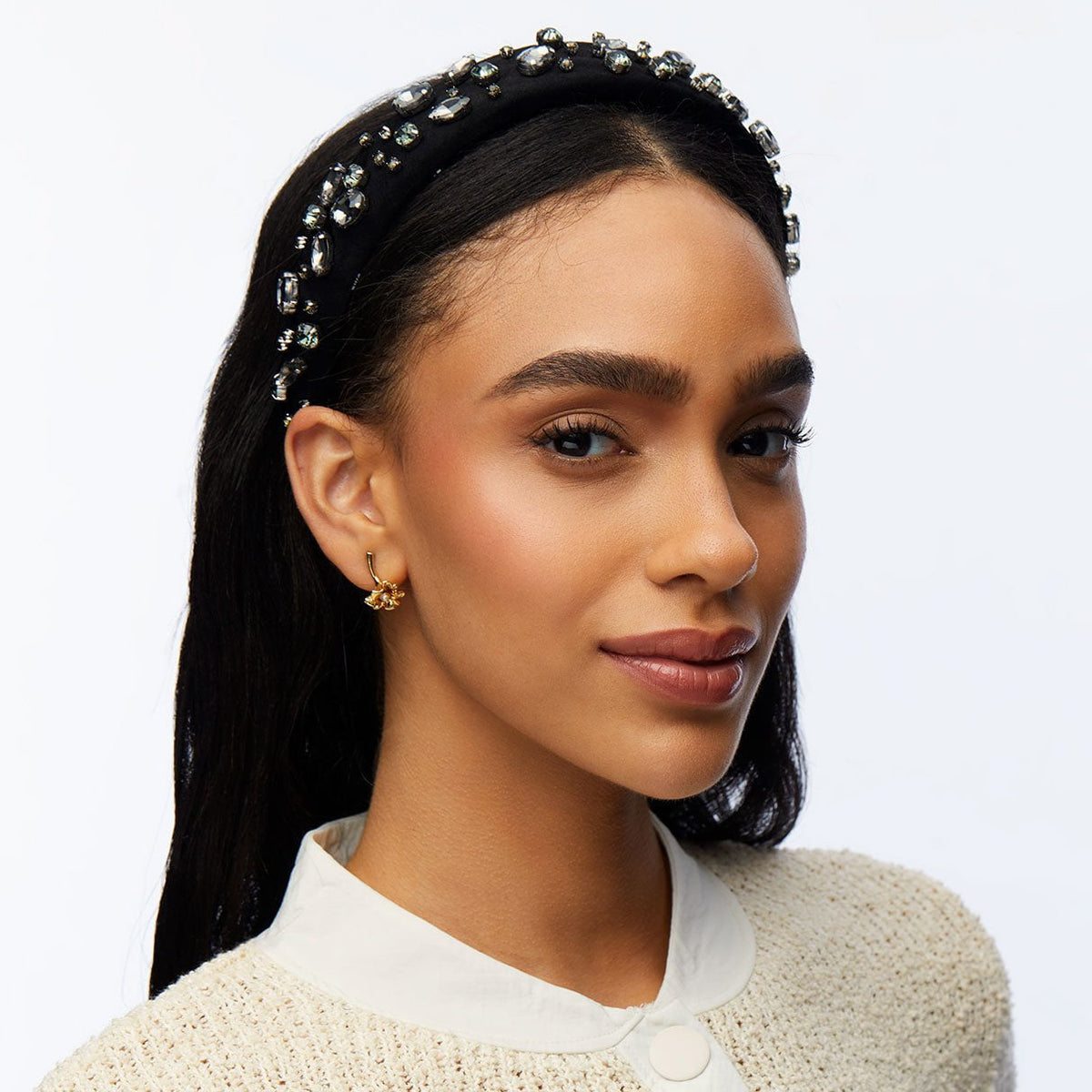 Lele Sadoughi HEADBANDS JET CRYSTAL EMBELLISHED ALICE HEADBAND